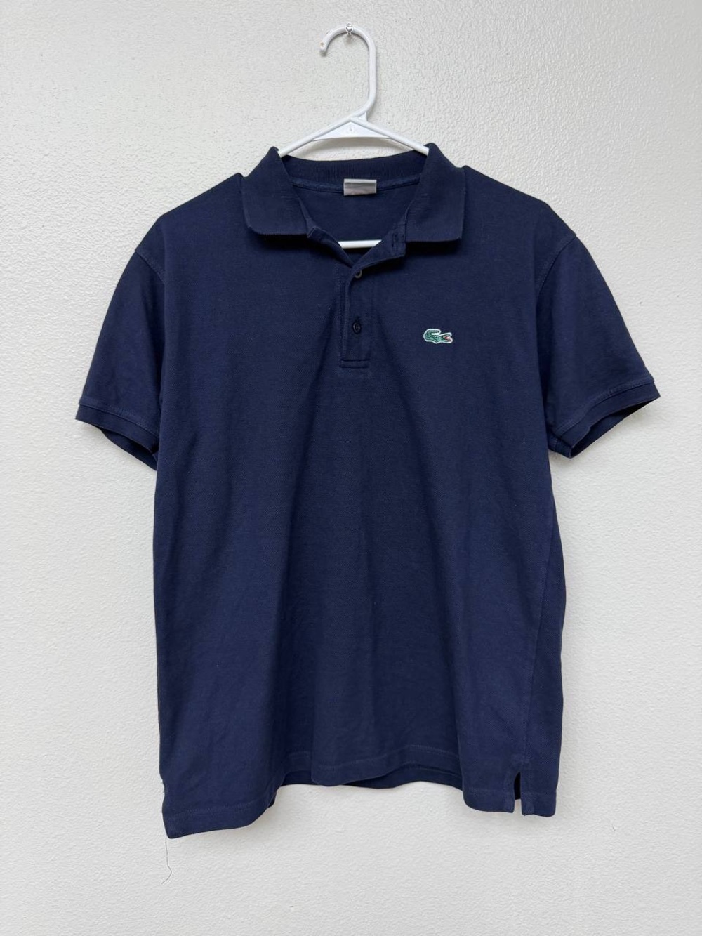 Lacoste Mens Polo Shirt M Navy Blue Short Sleeve Cotton Blend Logo